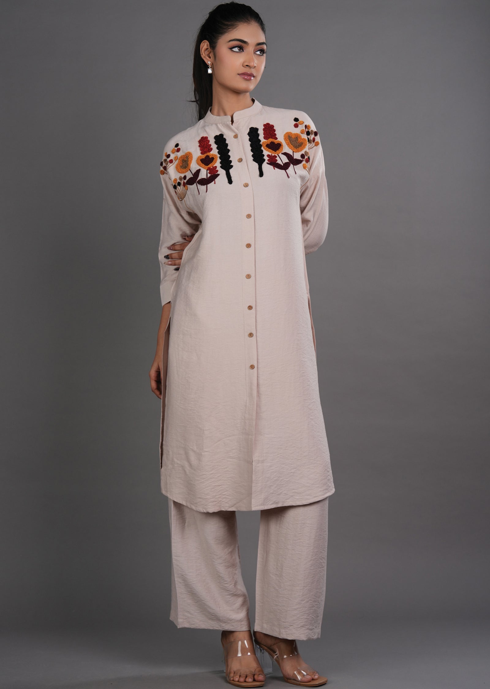 Fawn Gold Straight Cut Kurti Set