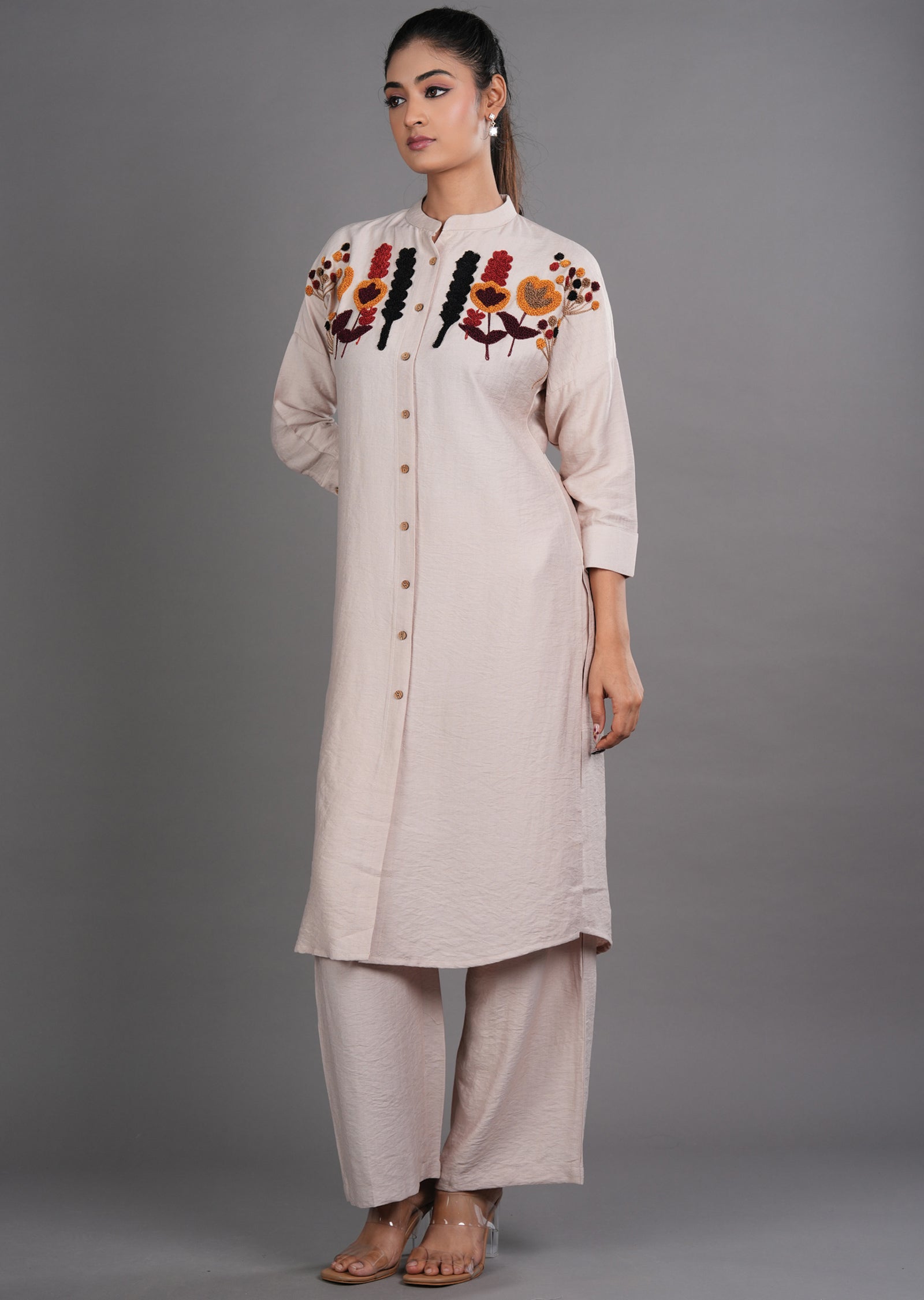 Fawn Gold Straight Cut Kurti Set