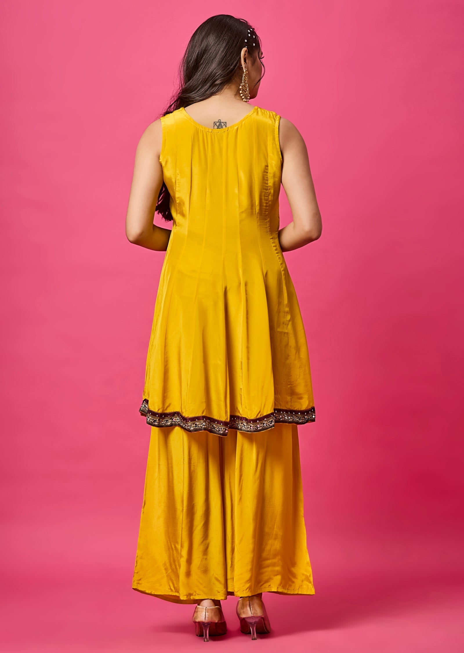 Yellow Crepe Anarkali Suit