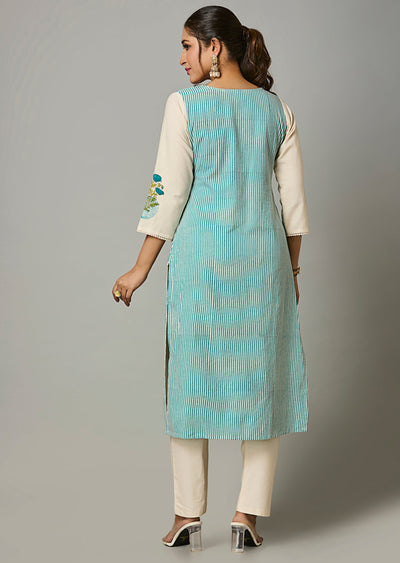 Green Cotton Straight Cut Suit