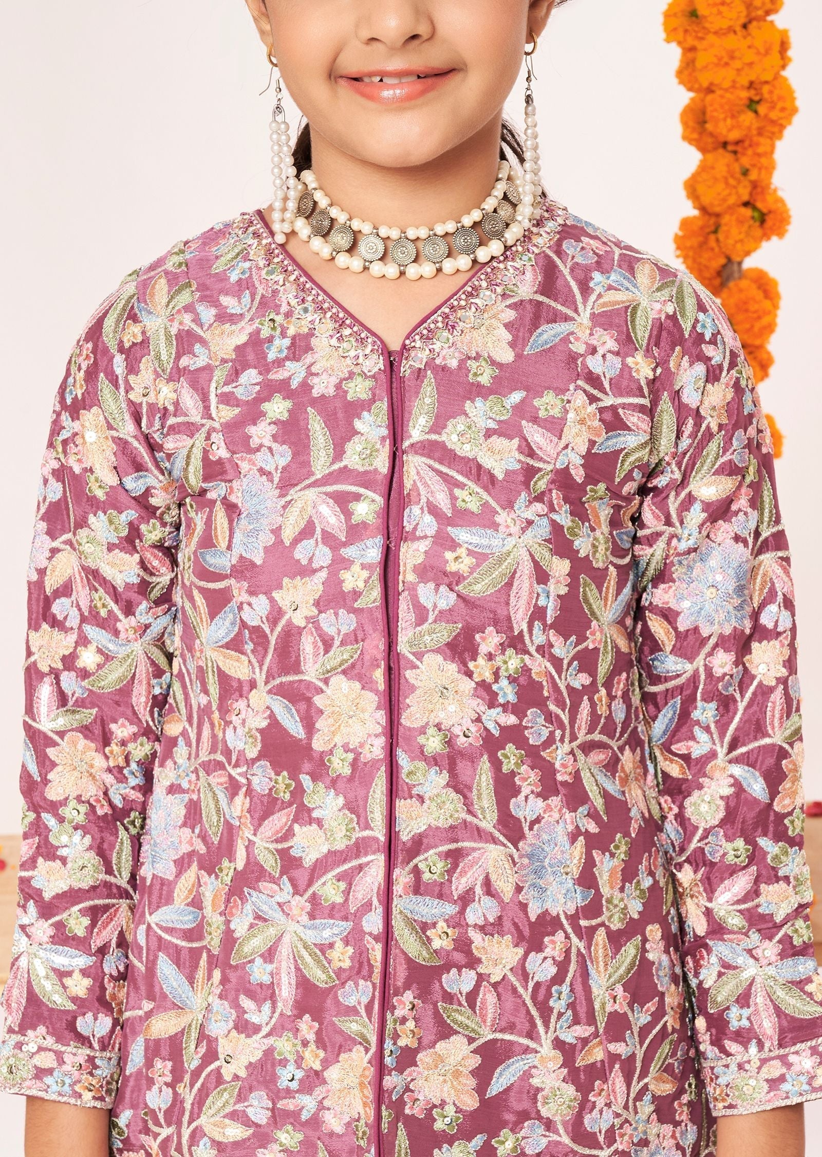 Mauve Chinnon Gharara Set