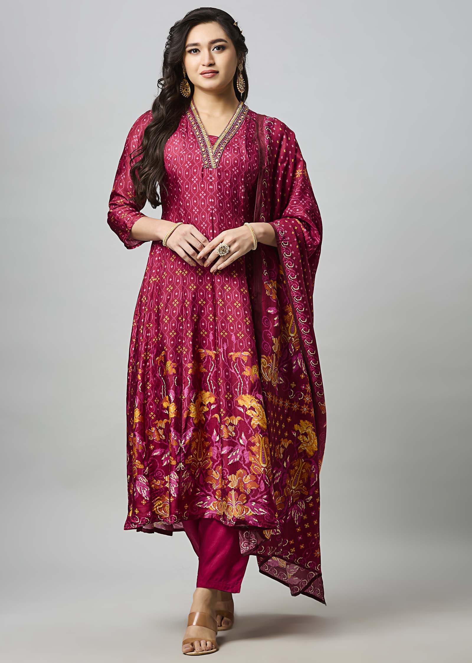 Magneta Silk Anarkali Suit