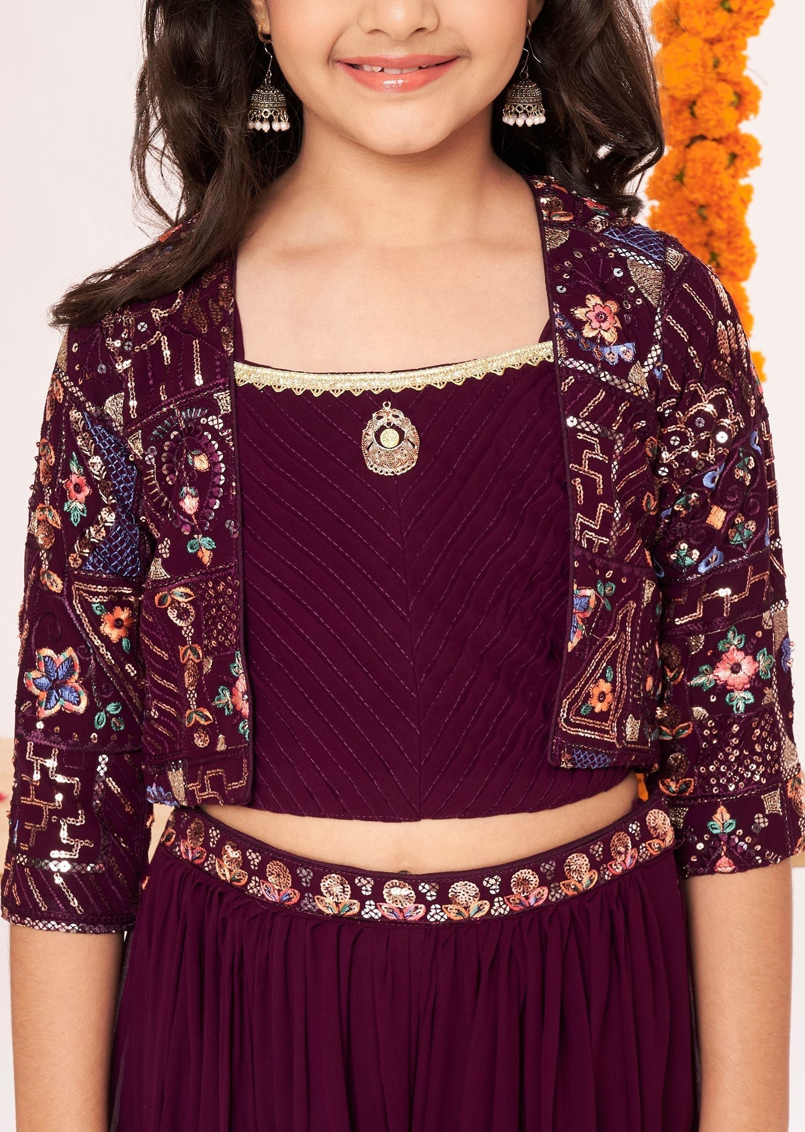 Red Georgette Gharara Set