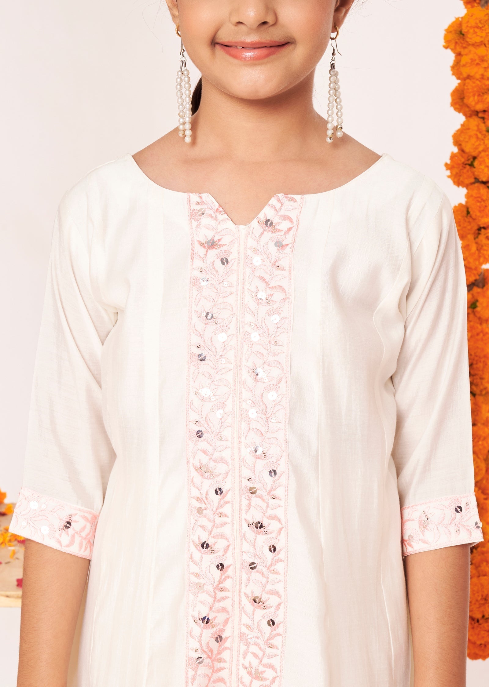 Cream Soft Silk Anarkali Set