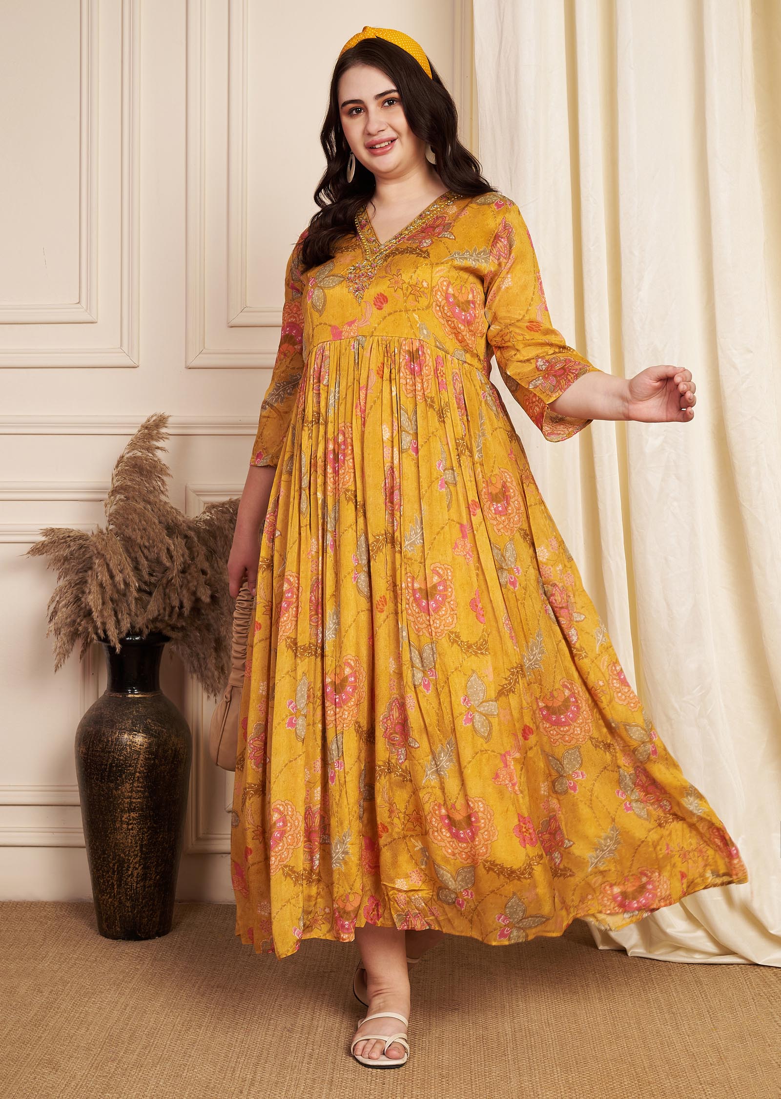 Mustard Chinnon Long Dress