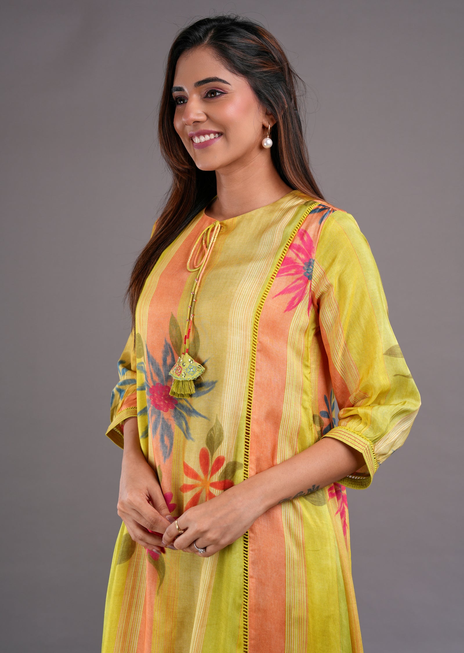 Mustard Muslin Midi Dress