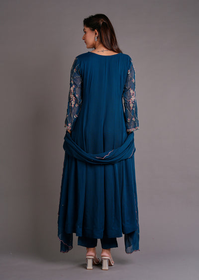 Teal Blue Georgette Anarkali Suit