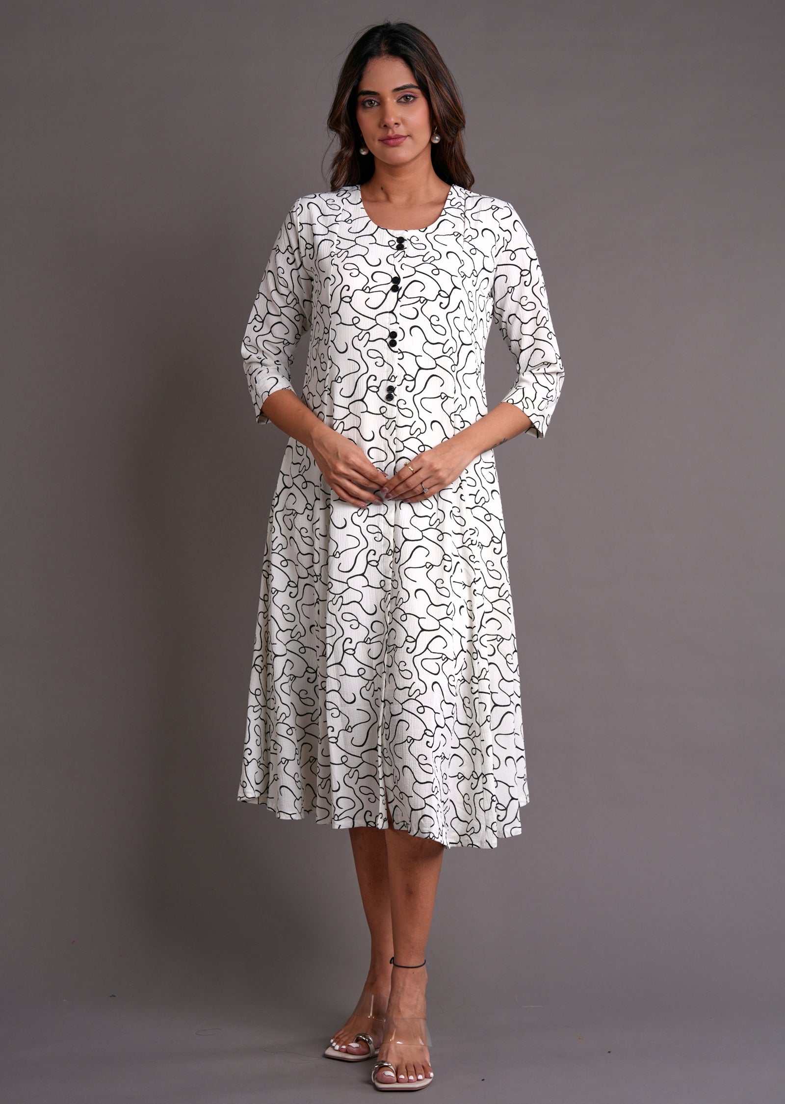 Off White & Cream Midi Dress