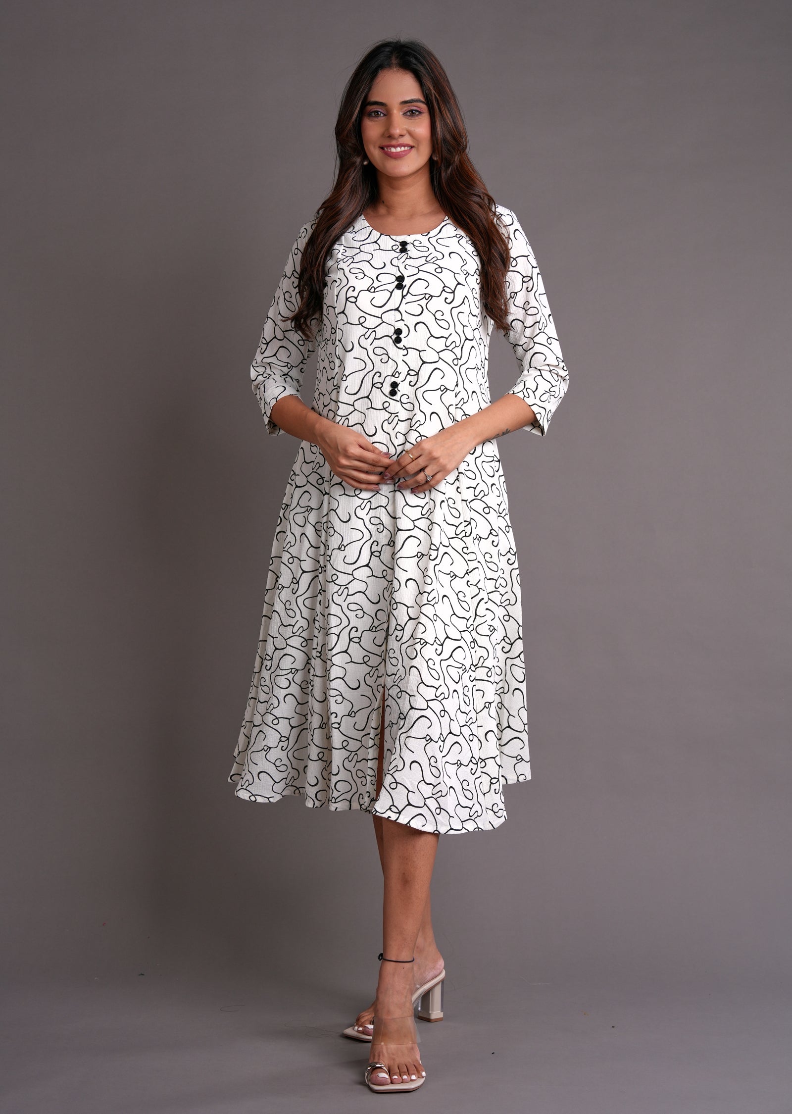 Off White & Cream Midi Dress