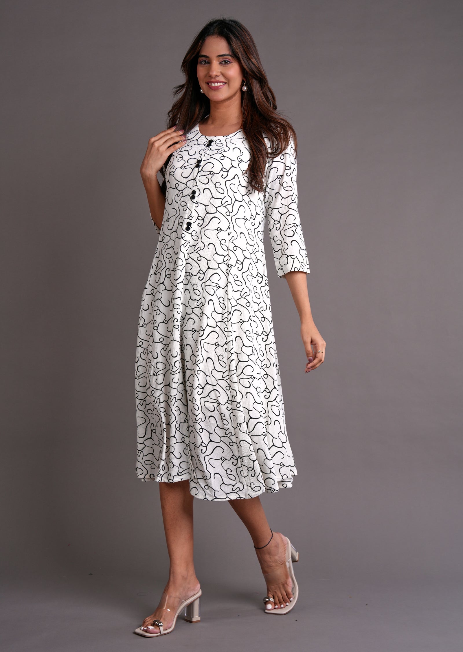 Off White & Cream Midi Dress