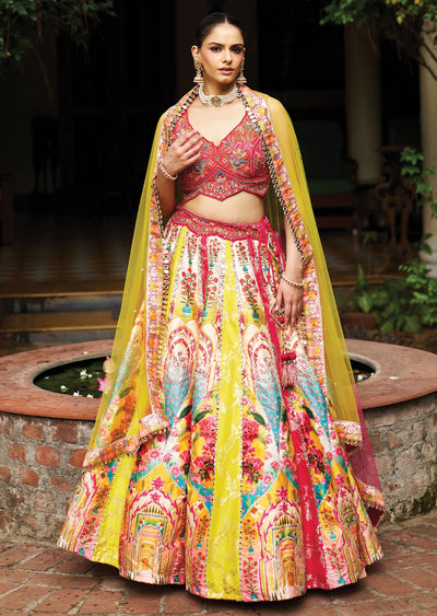 Multi Colour Silk Lehenga