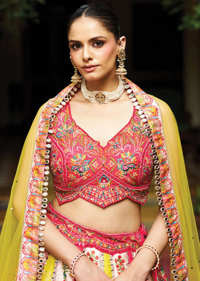 Multi Colour Silk Lehenga
