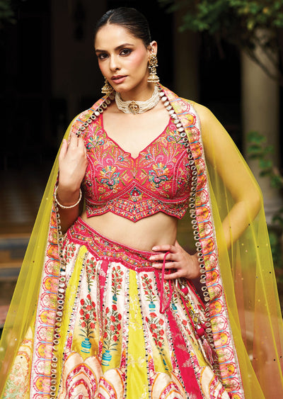 Multi Colour Silk Lehenga