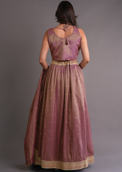Onion Pink Tissue Silk Lehenga
