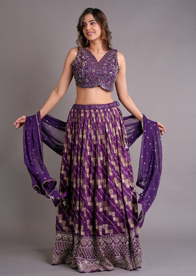 Purple Silk Lehenga