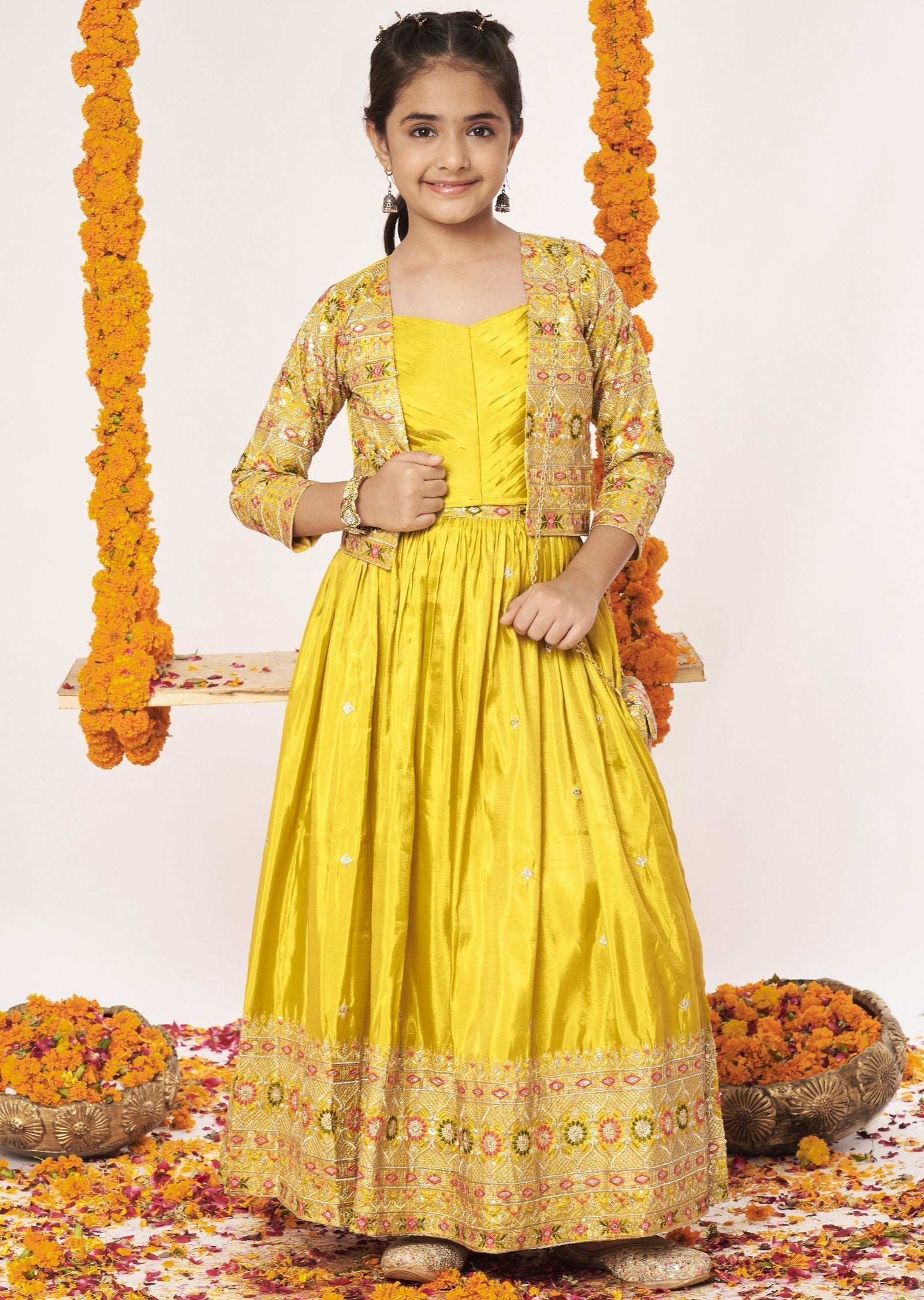 Yellow Tissue Lehenga