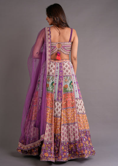 Multi Colour Silk Lehenga