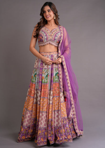 Multi Colour Silk Lehenga