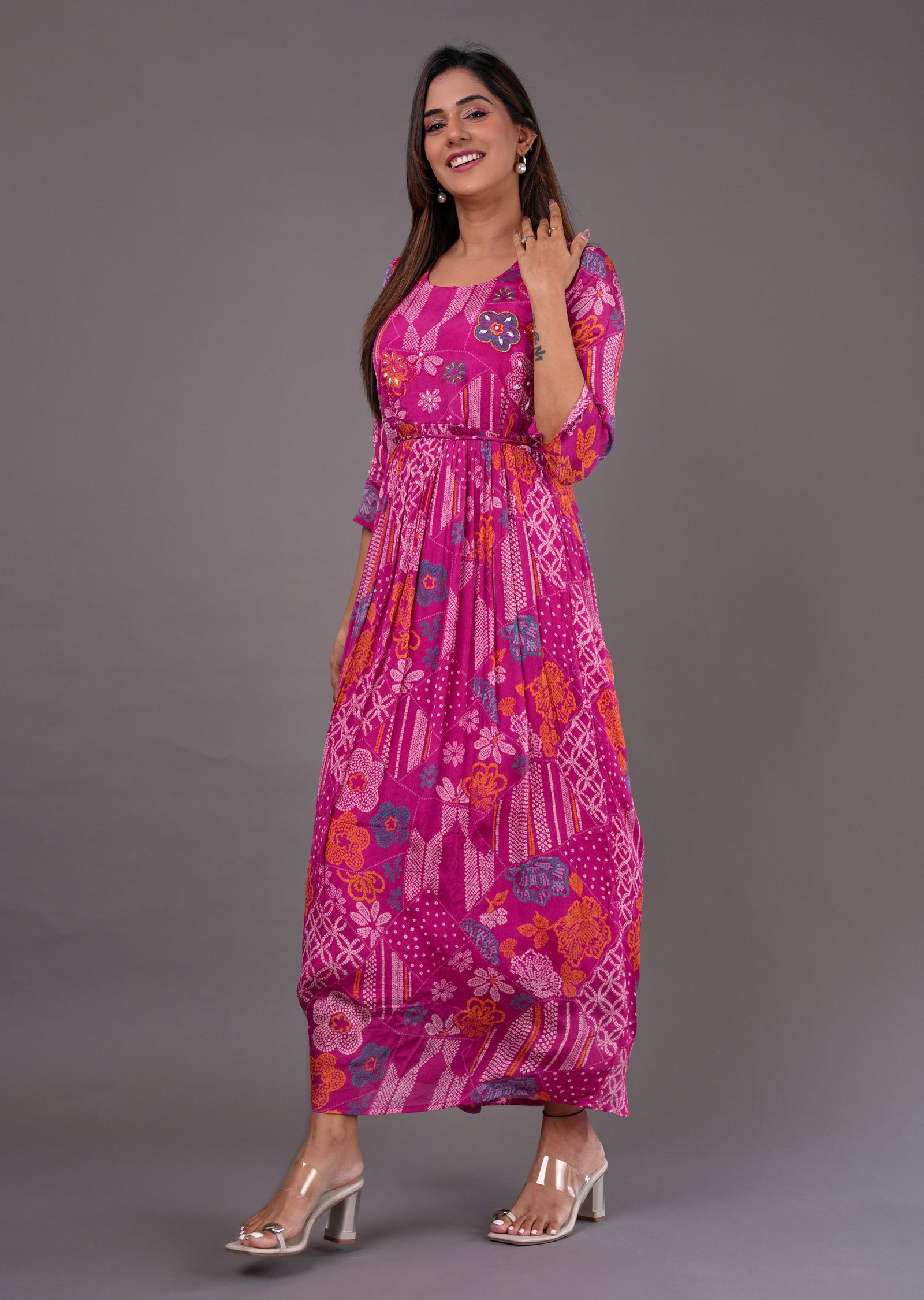 Rani Pink Chinnon Long Dress