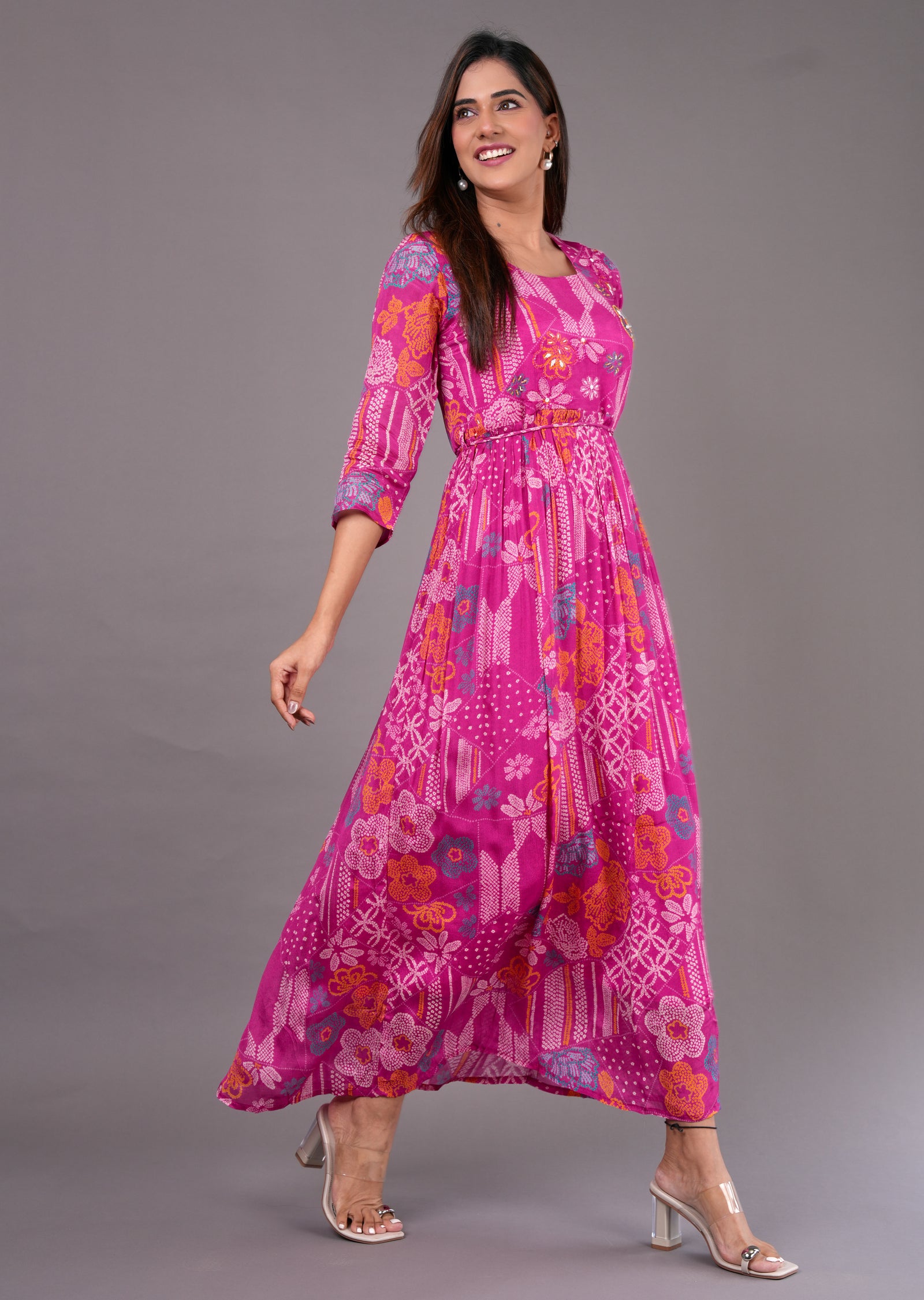 Rani Pink Chinnon Long Dress
