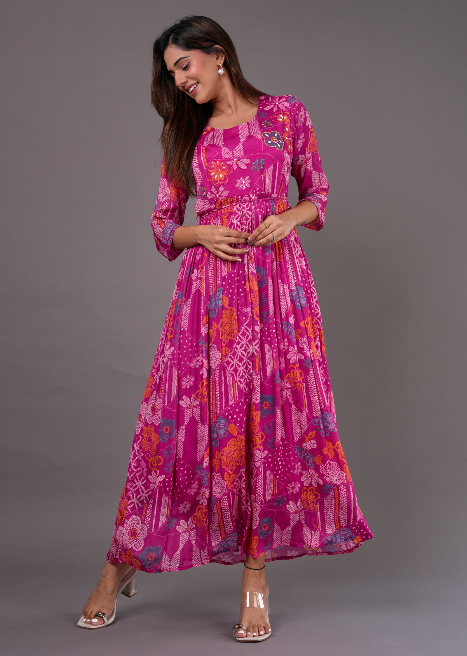 Rani Pink Chinnon Long Dress