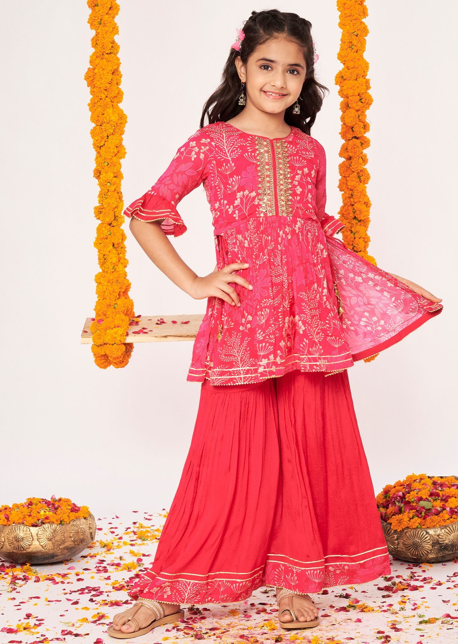 Rani Pink Chinnon Gharara Set