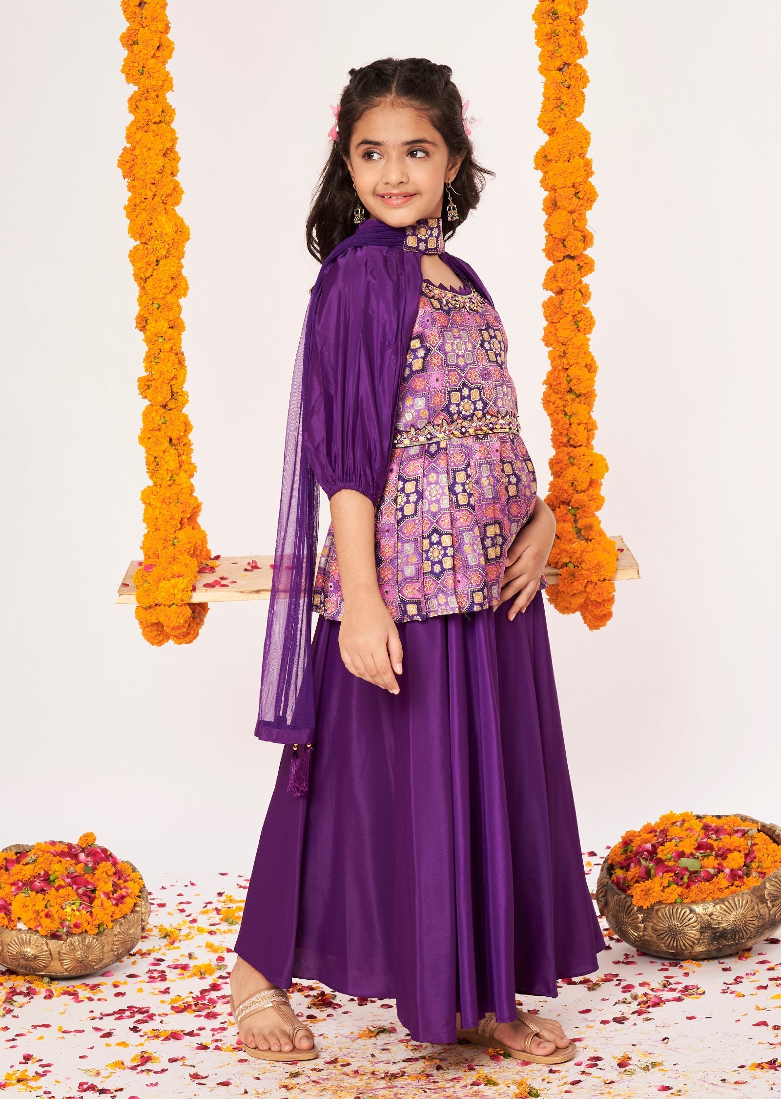 Purple Banaras Gharara Set