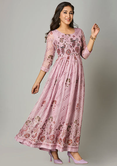 Onion Pink Chinnon Long Dress