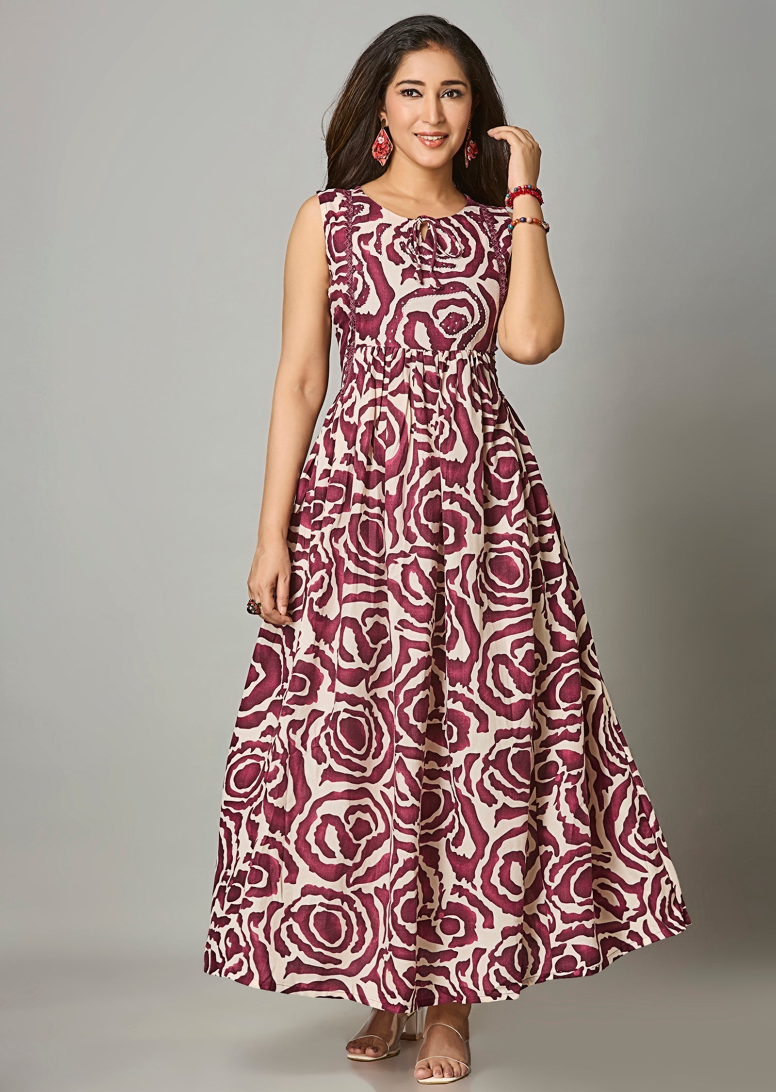 Magenta Cotton Long Dress