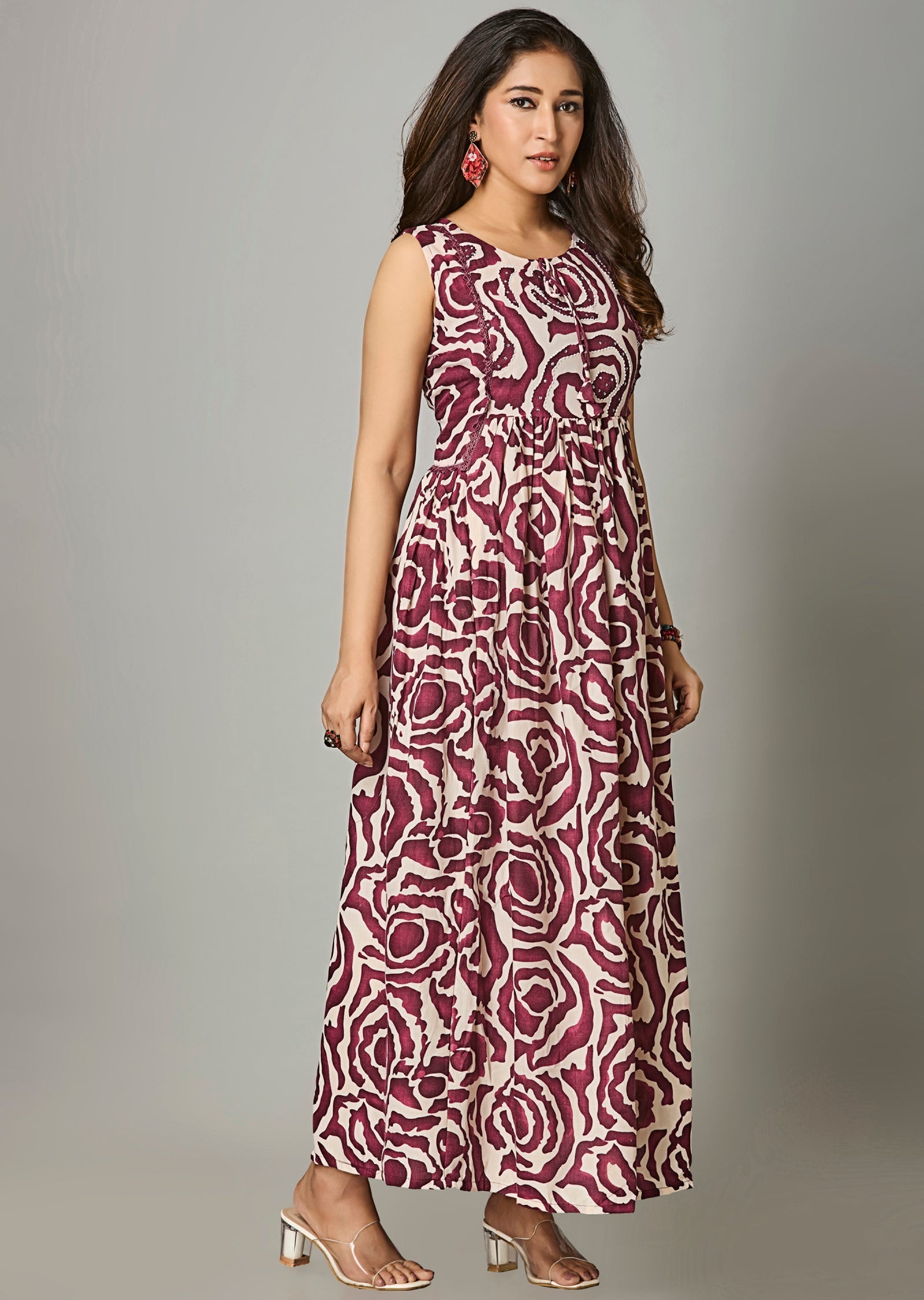 Magenta Cotton Long Dress
