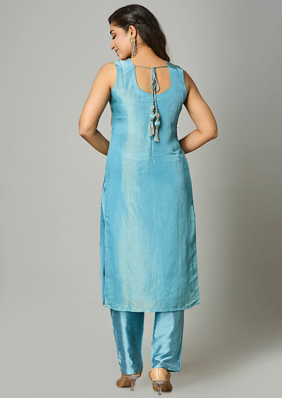 Dusty Blue Tissue Straight Cut Suit