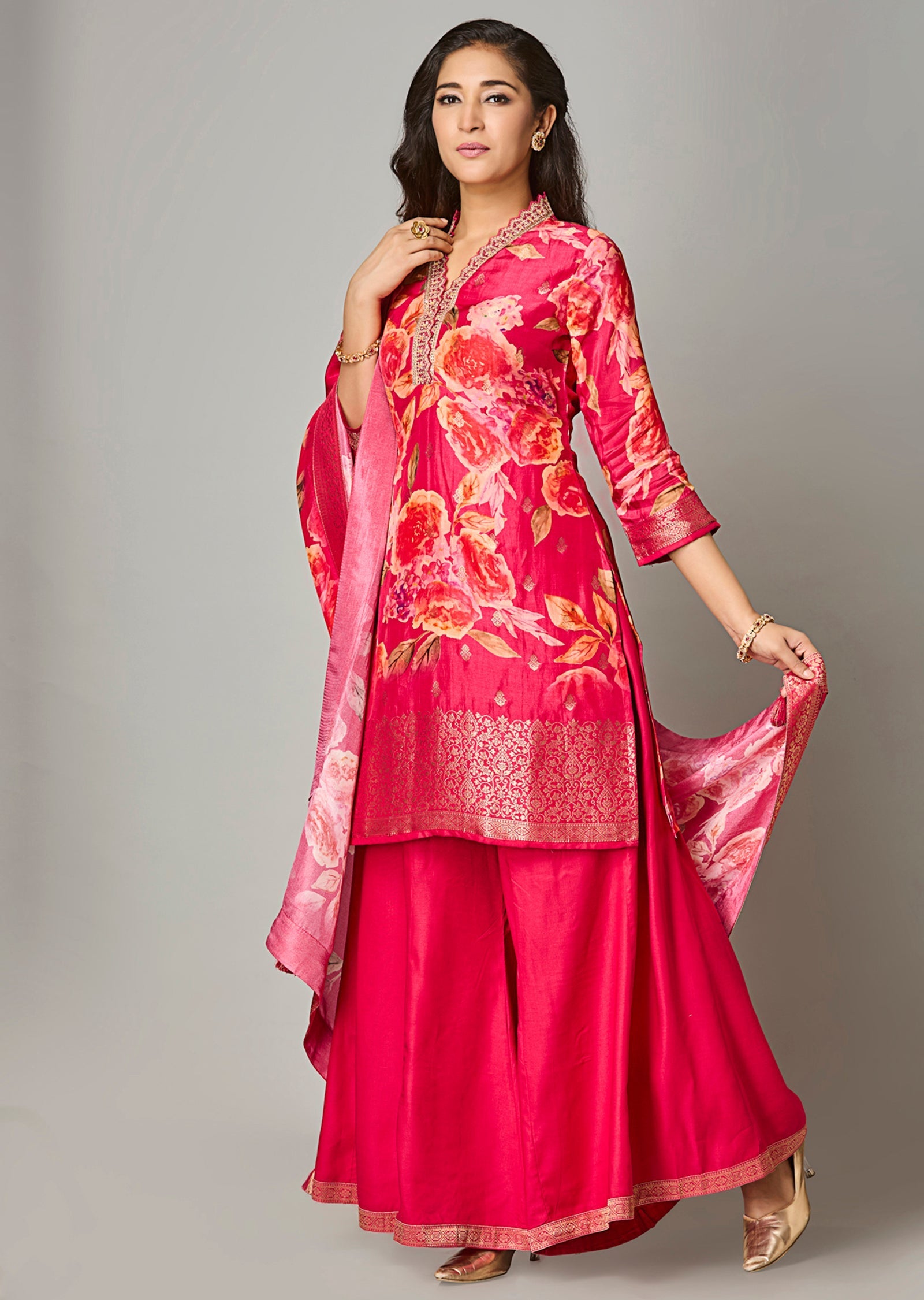 Pink Silk Straight Cut Suit