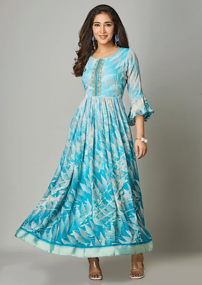 Light Blue Chiffon Long Dress