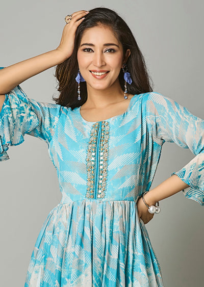 Light Blue Chiffon Long Dress
