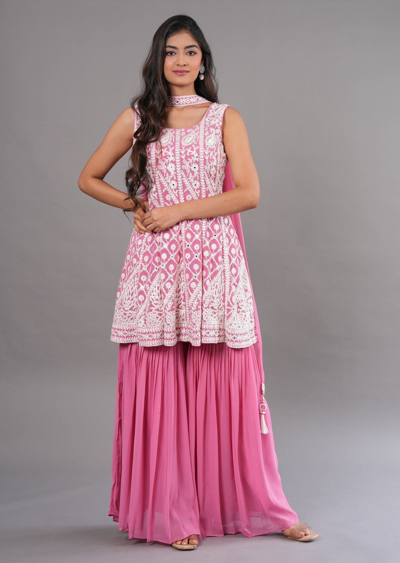 Light Pink Georgette Shararas Ghararas Set