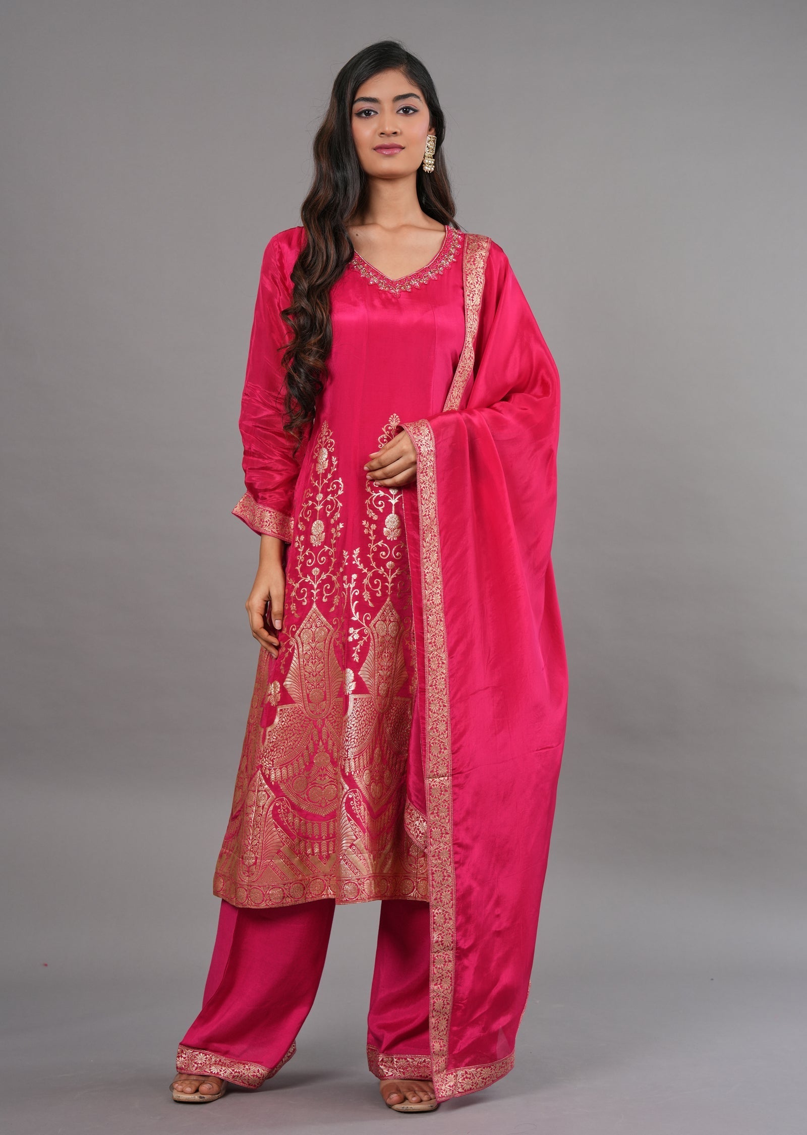 Pink Silk Anarkali Suit
