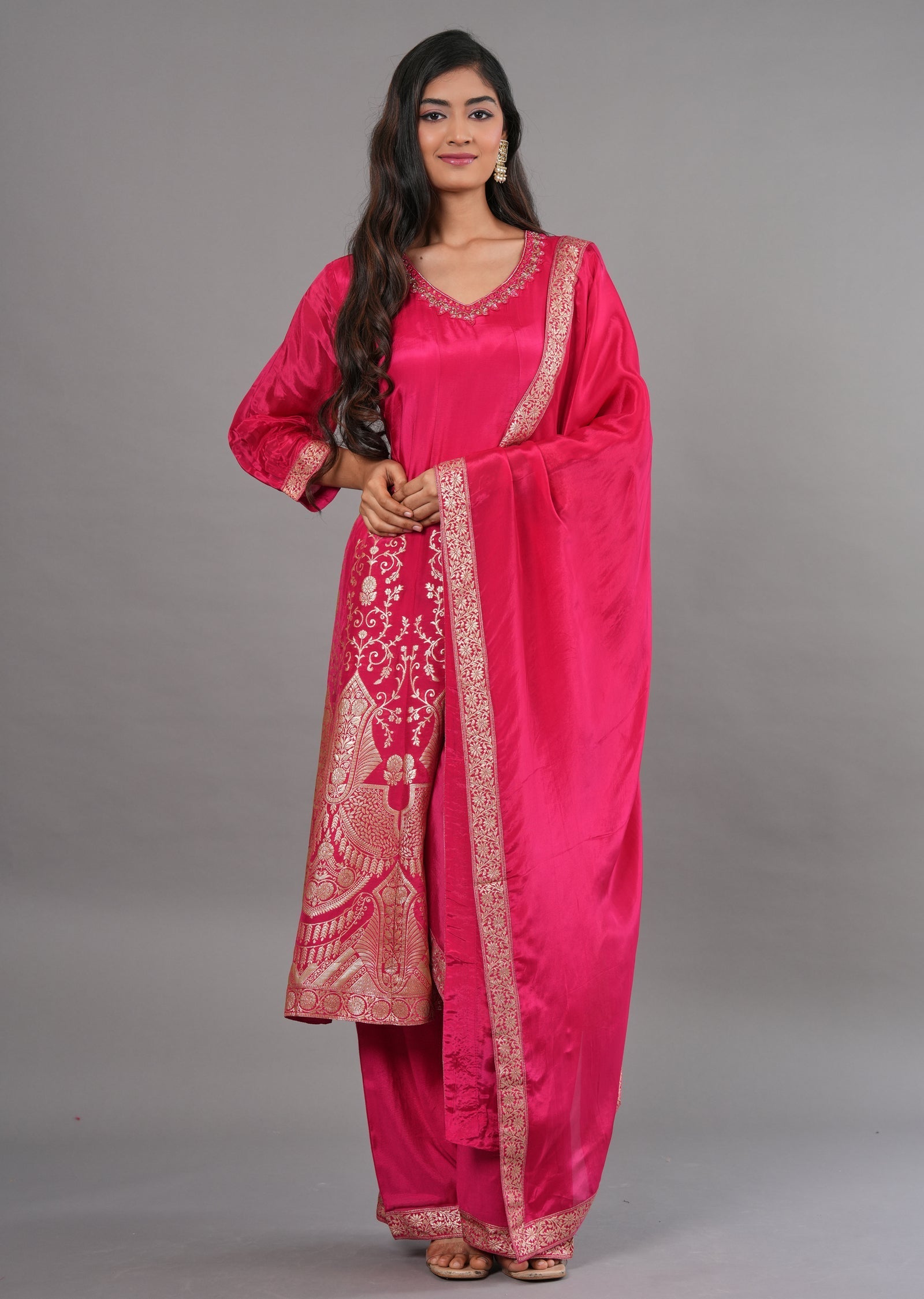 Pink Silk Anarkali Suit