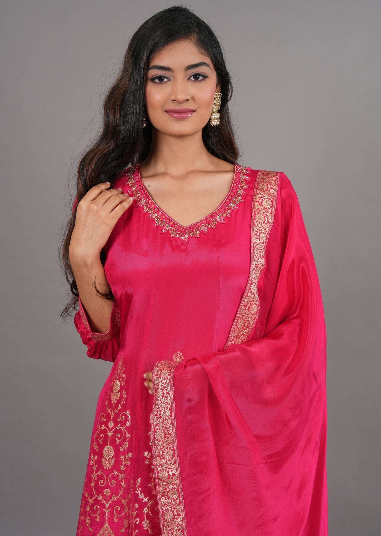 Pink Silk Anarkali Suit