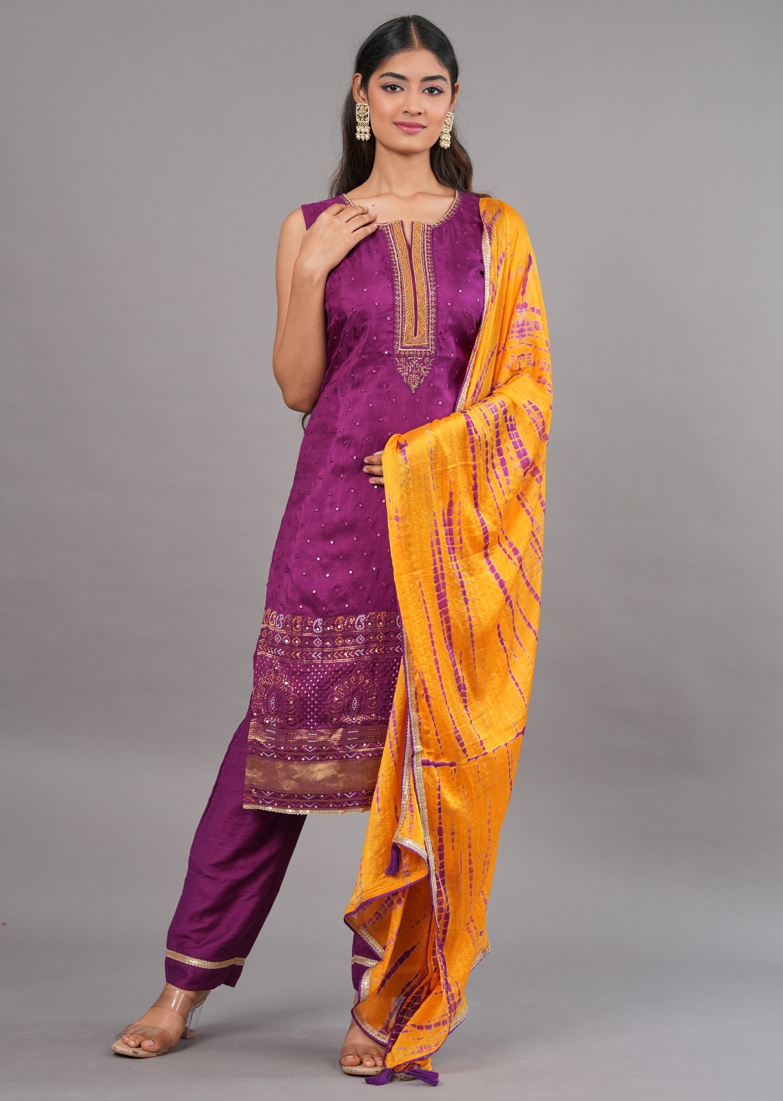 Purple Silk Straight Cut Suit