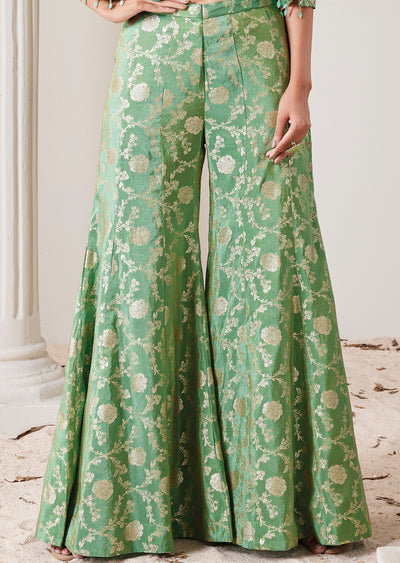 Green Tissue Indo western Set