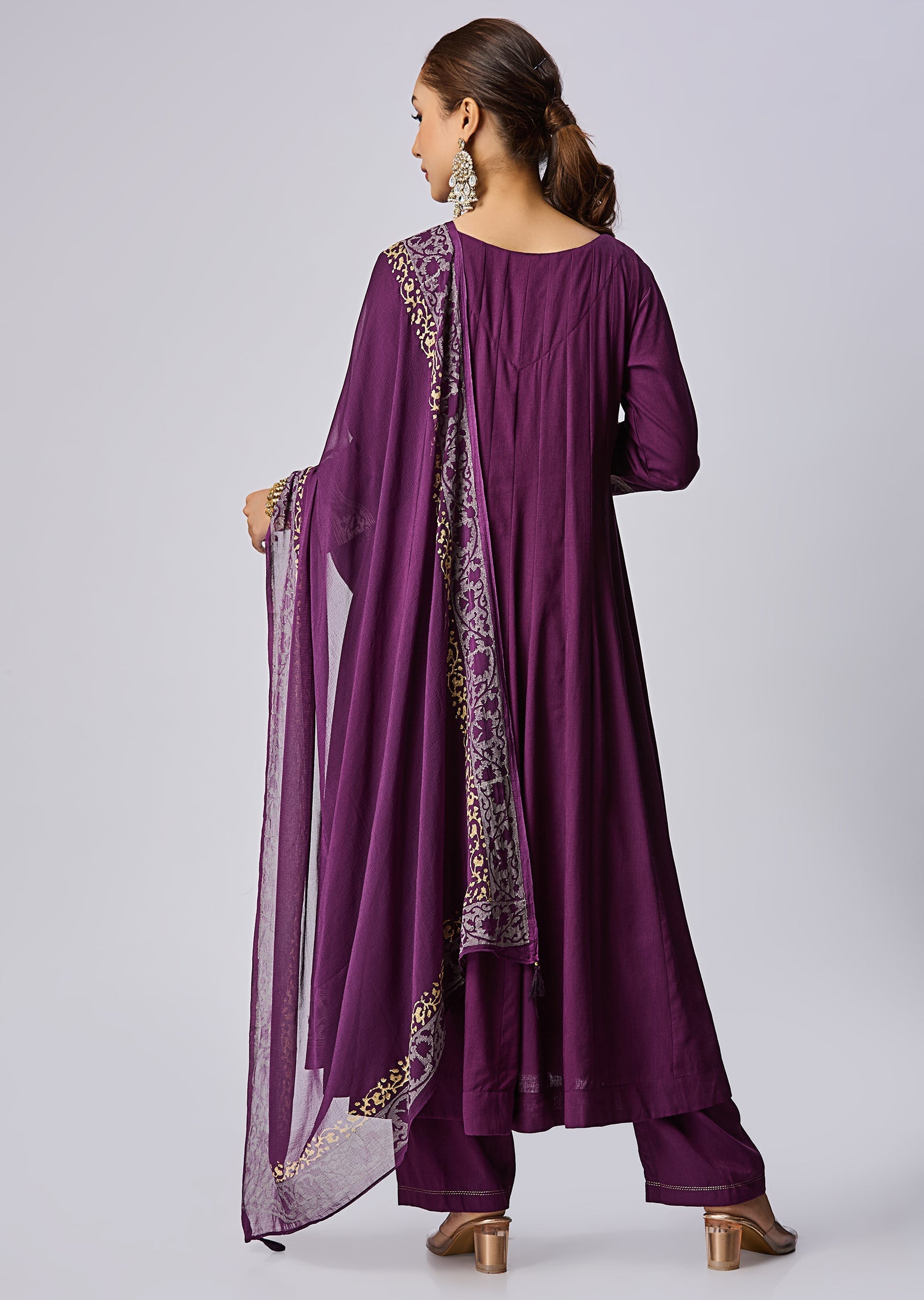 Purple Gold Anarkali Suit