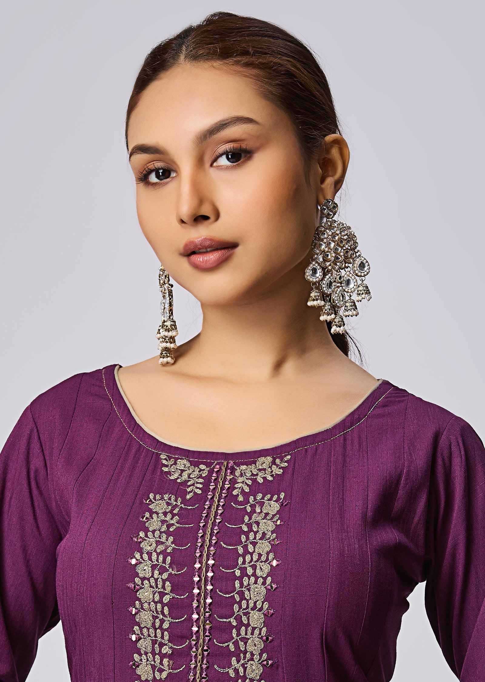 Purple Gold Anarkali Suit