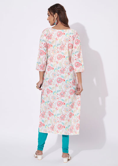 Off White Linen Cotton Straight Cut