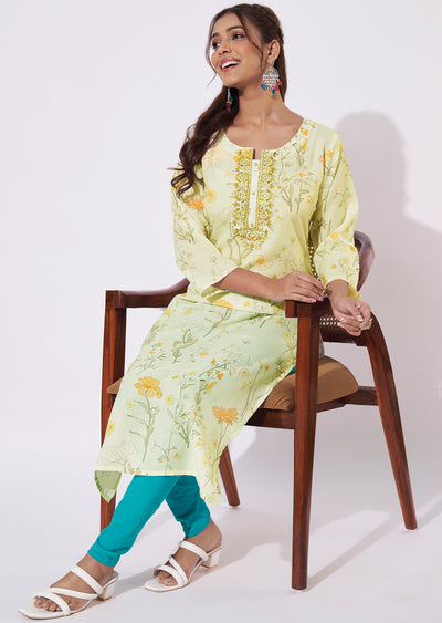 Light Yellow Linen Cotton Straight Cut