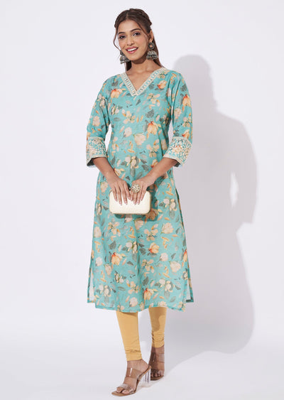 Sea Green Linen Silk Straight Cut