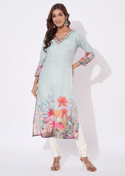 Light Grey Linen Cotton Straight Cut