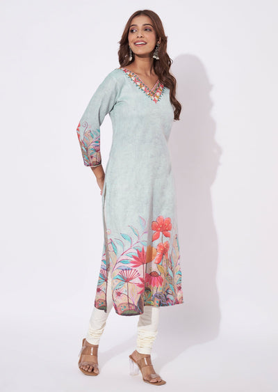 Light Grey Linen Cotton Straight Cut