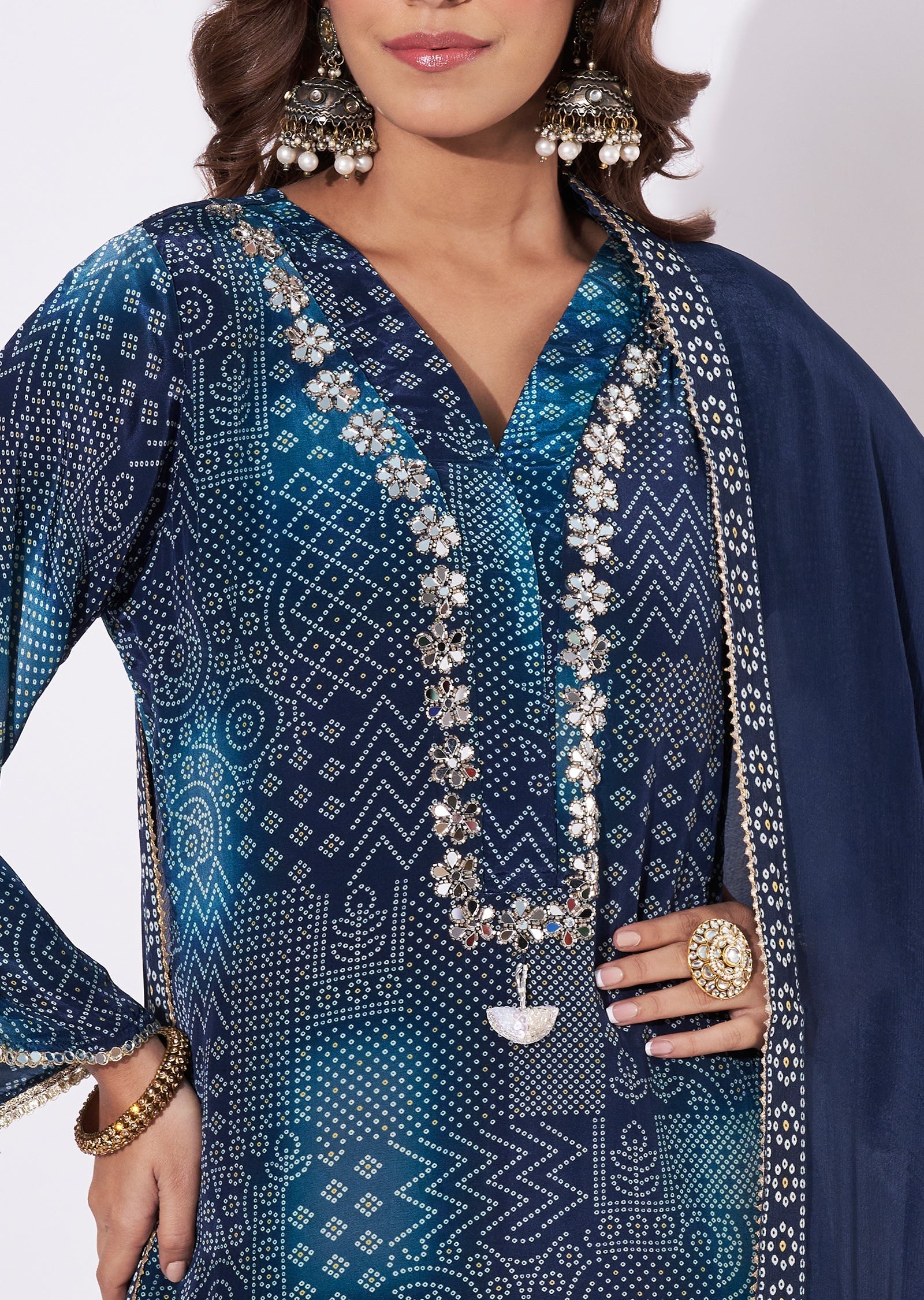 Navy Blue Crepe Straight Cut Suit