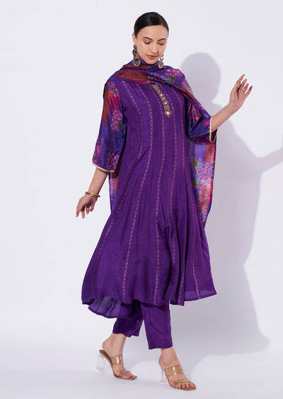 Purple Dola Silk Anarkali Suit