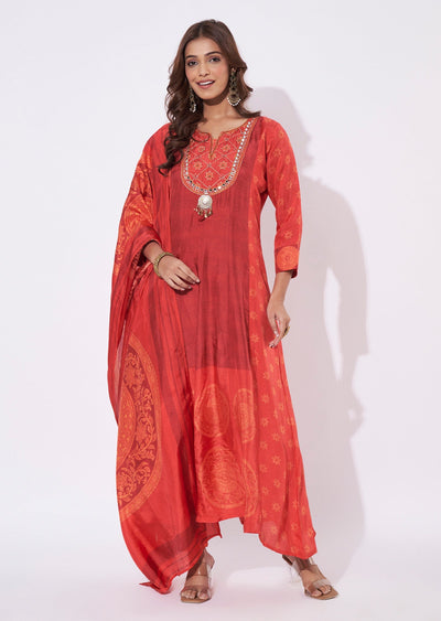 Rust Dola Silk Anarkali Suit